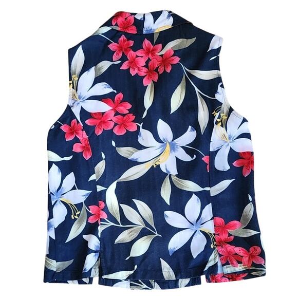 Caribbean Joe Floral Sleeveless Button Front Blouse Women's Small Tropical Top - Picture 10 of 10
